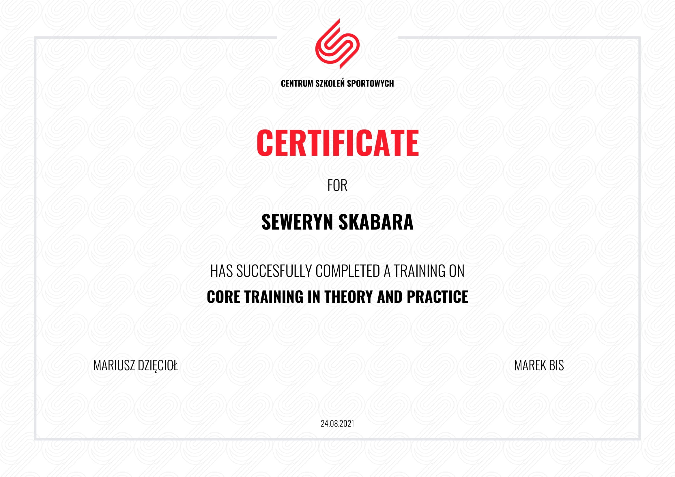 Certyfikat trening core