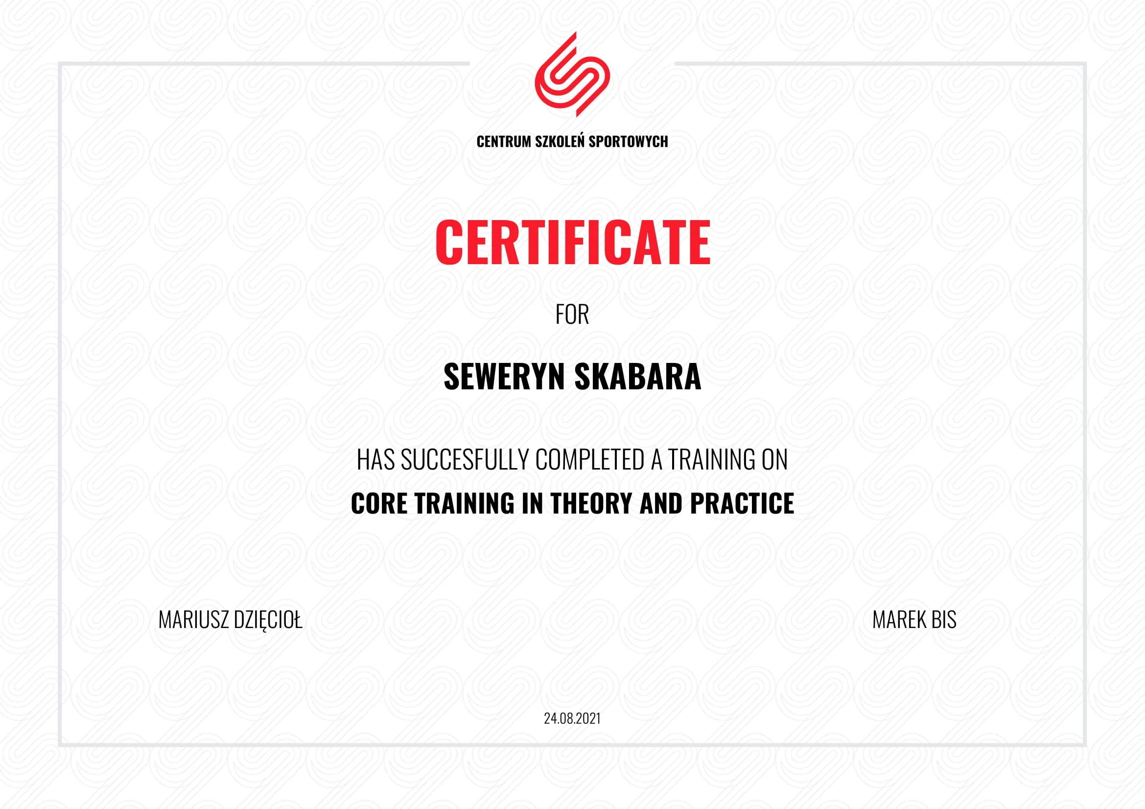 Certyfikat trening core