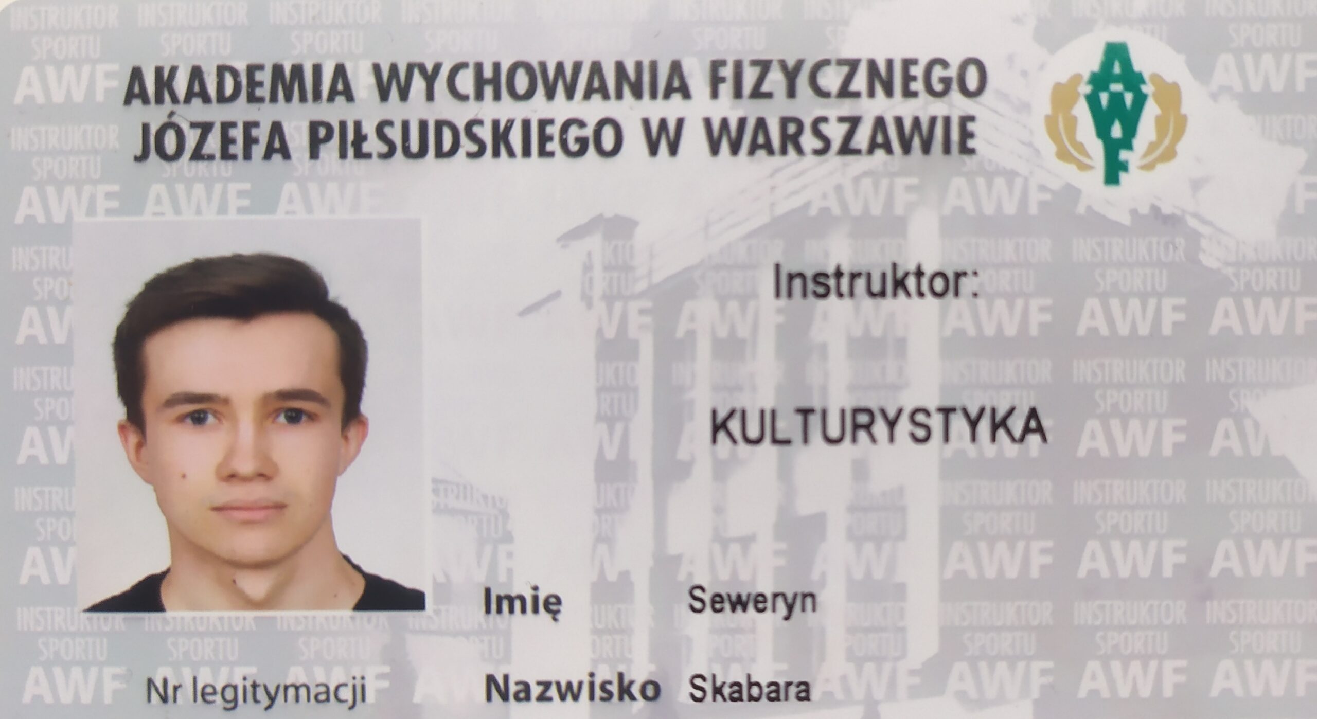 Certyfikat Instruktor Kulturystyki