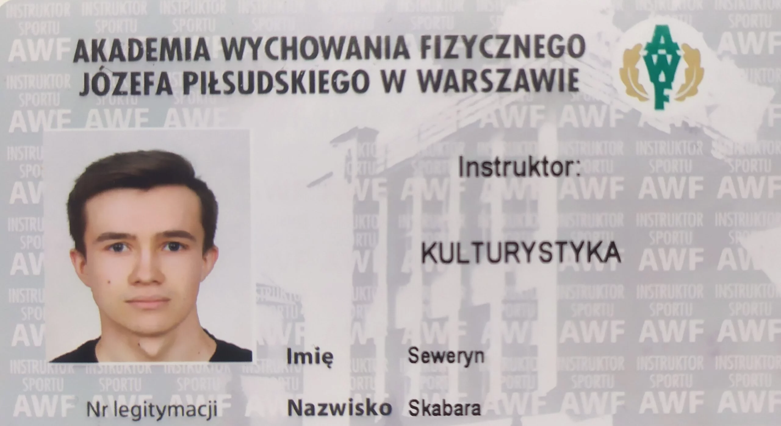 Certyfikat Instruktor Kulturystyki