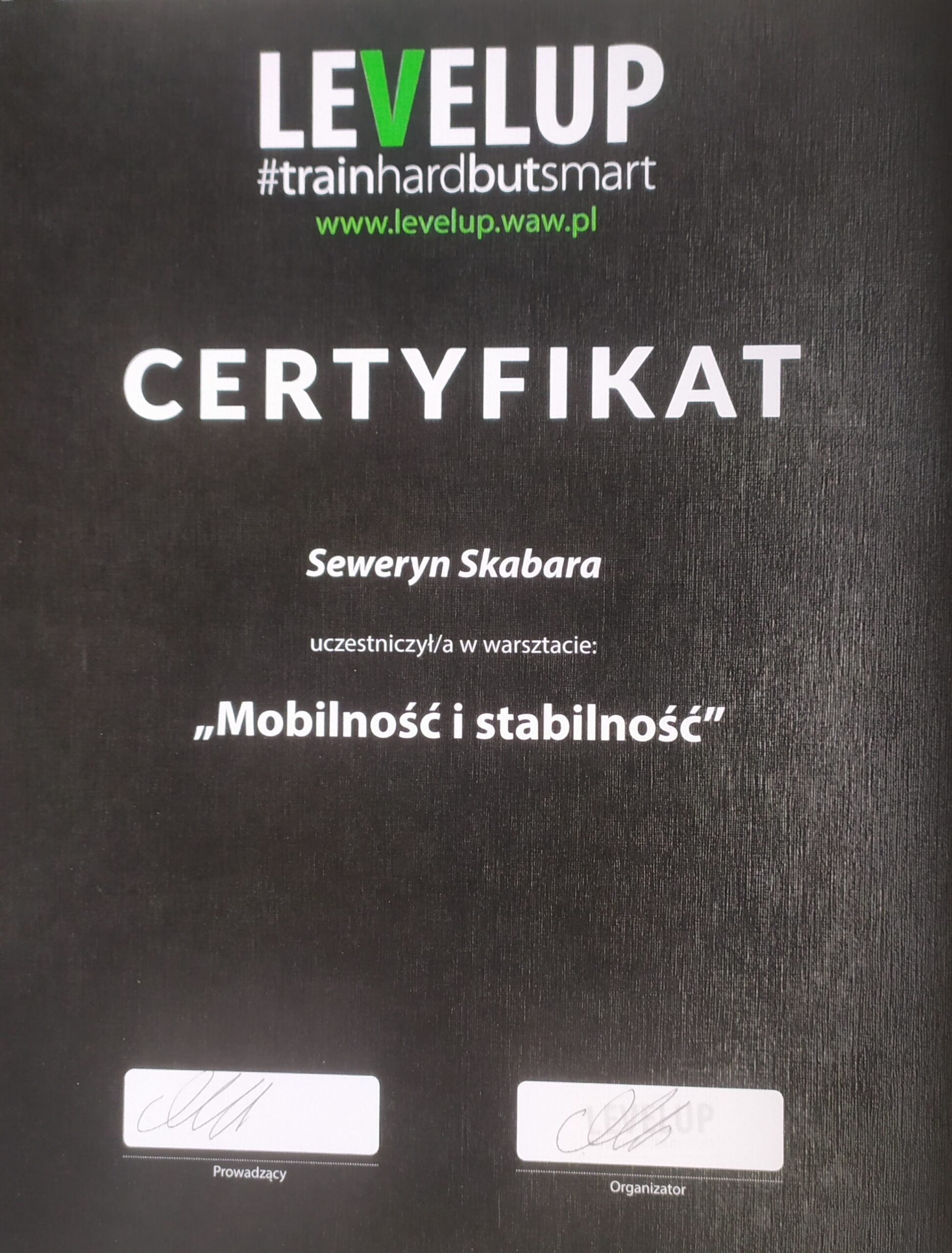 Certyfikat mobilność LevelUp