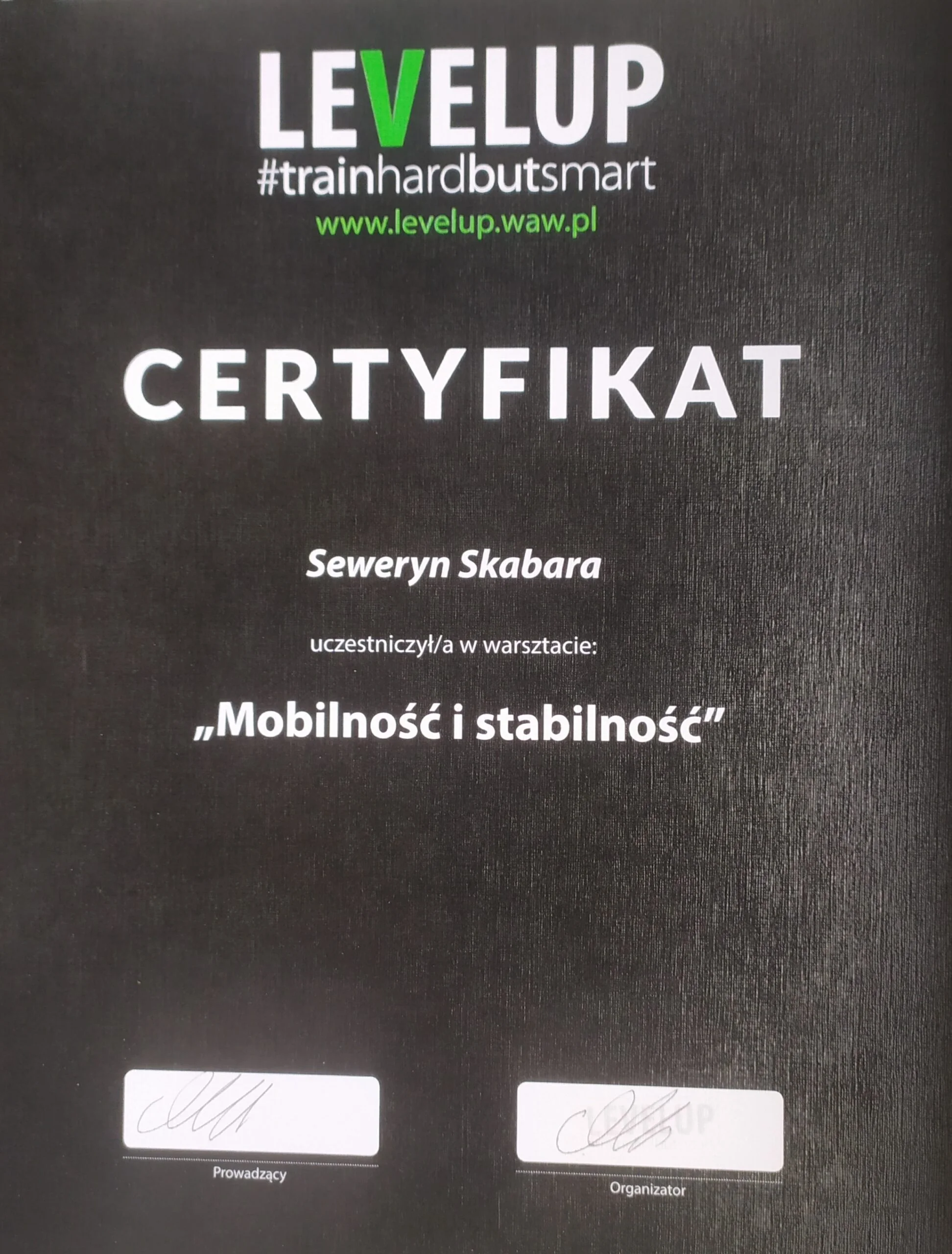 Certyfikat mobilność LevelUp