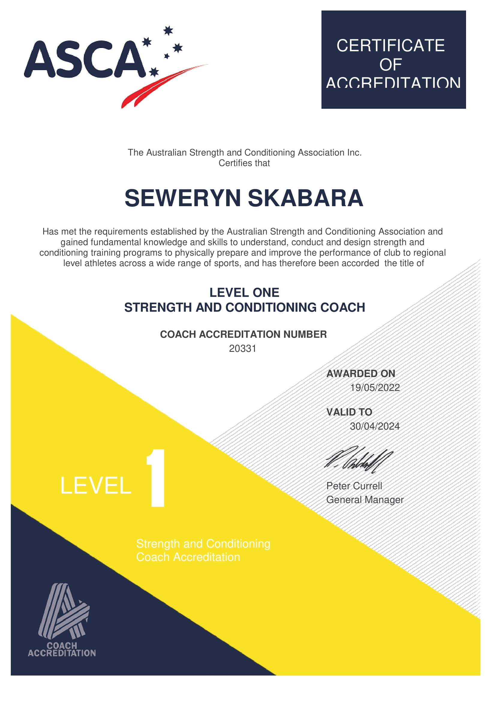 Certyfikat ASCA Level 1