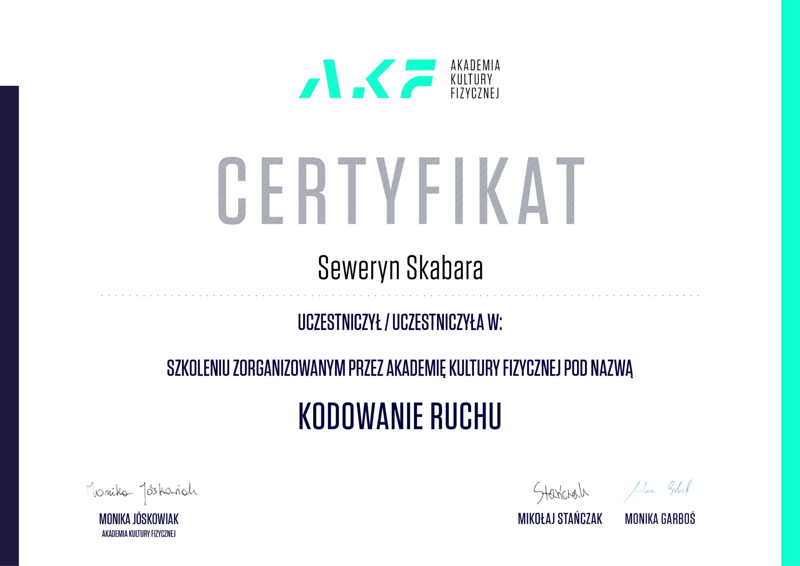 Certyfikat kodowanie ruchu