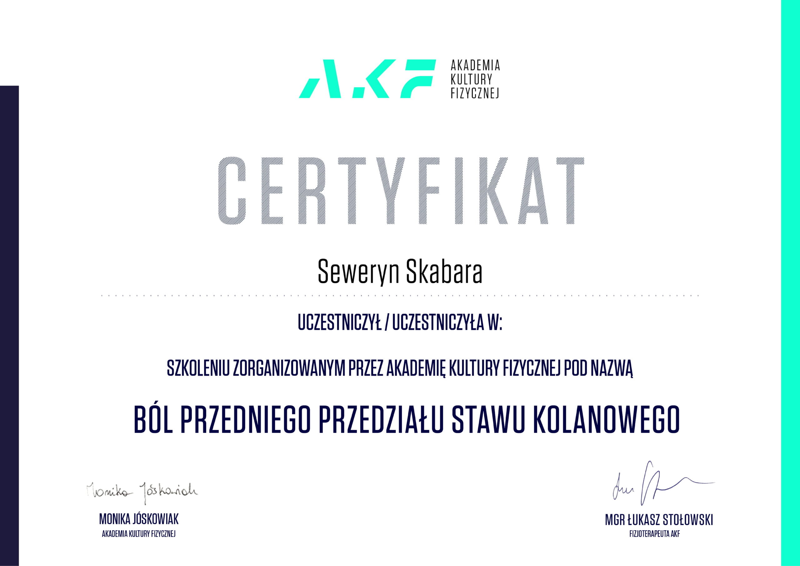 Certyfikat ból kolana