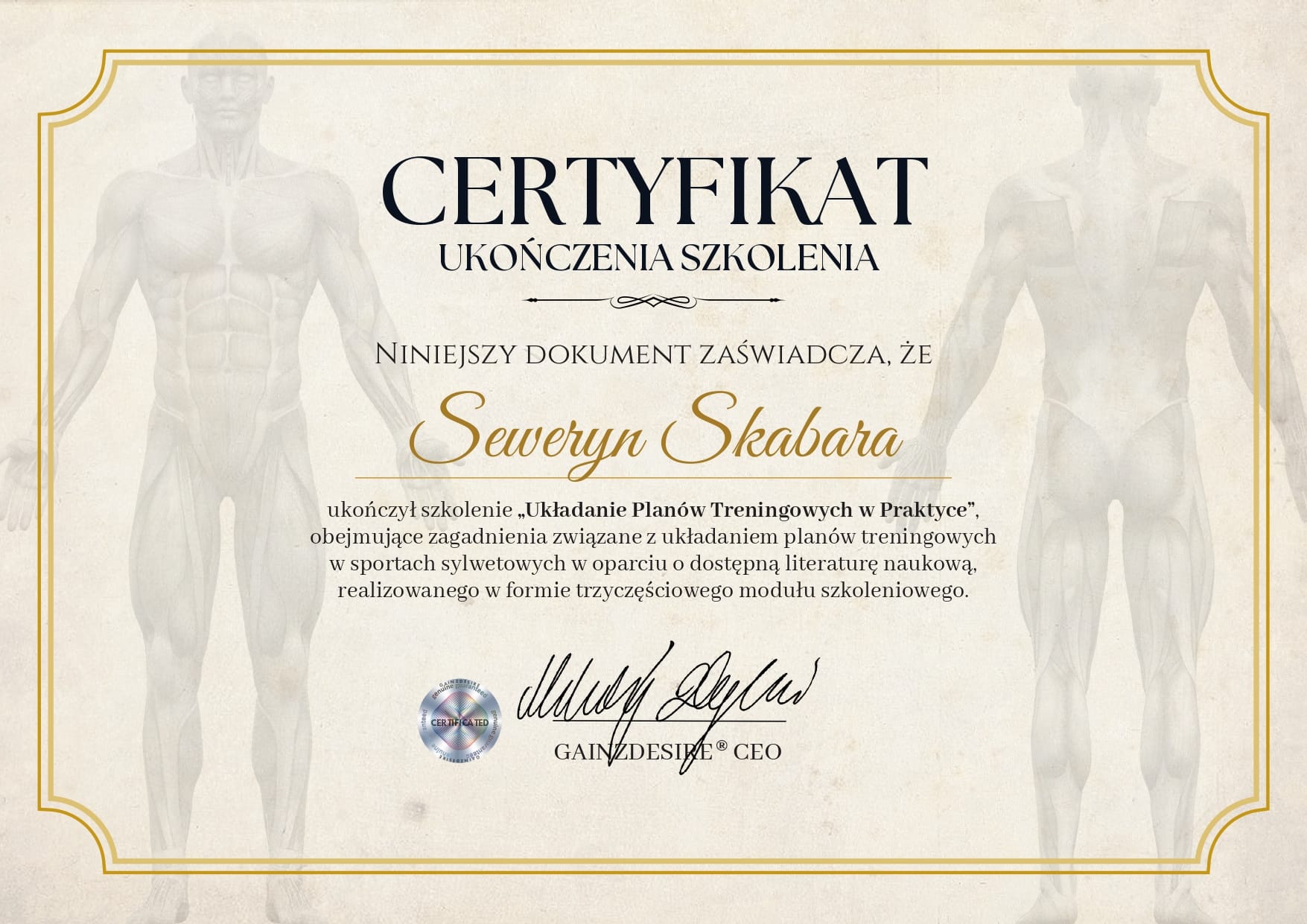 Certyfikat szkolenia
