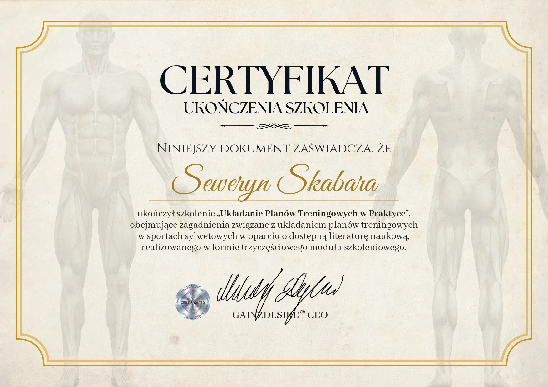Certyfikat szkolenia